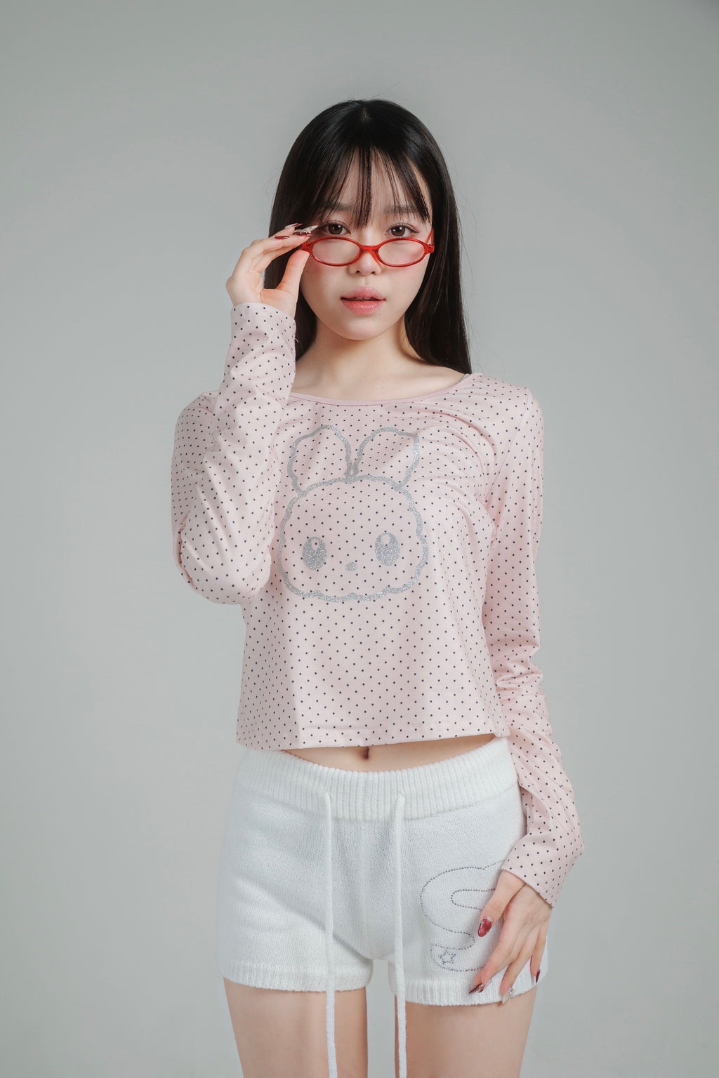 glitter dot tops (white)