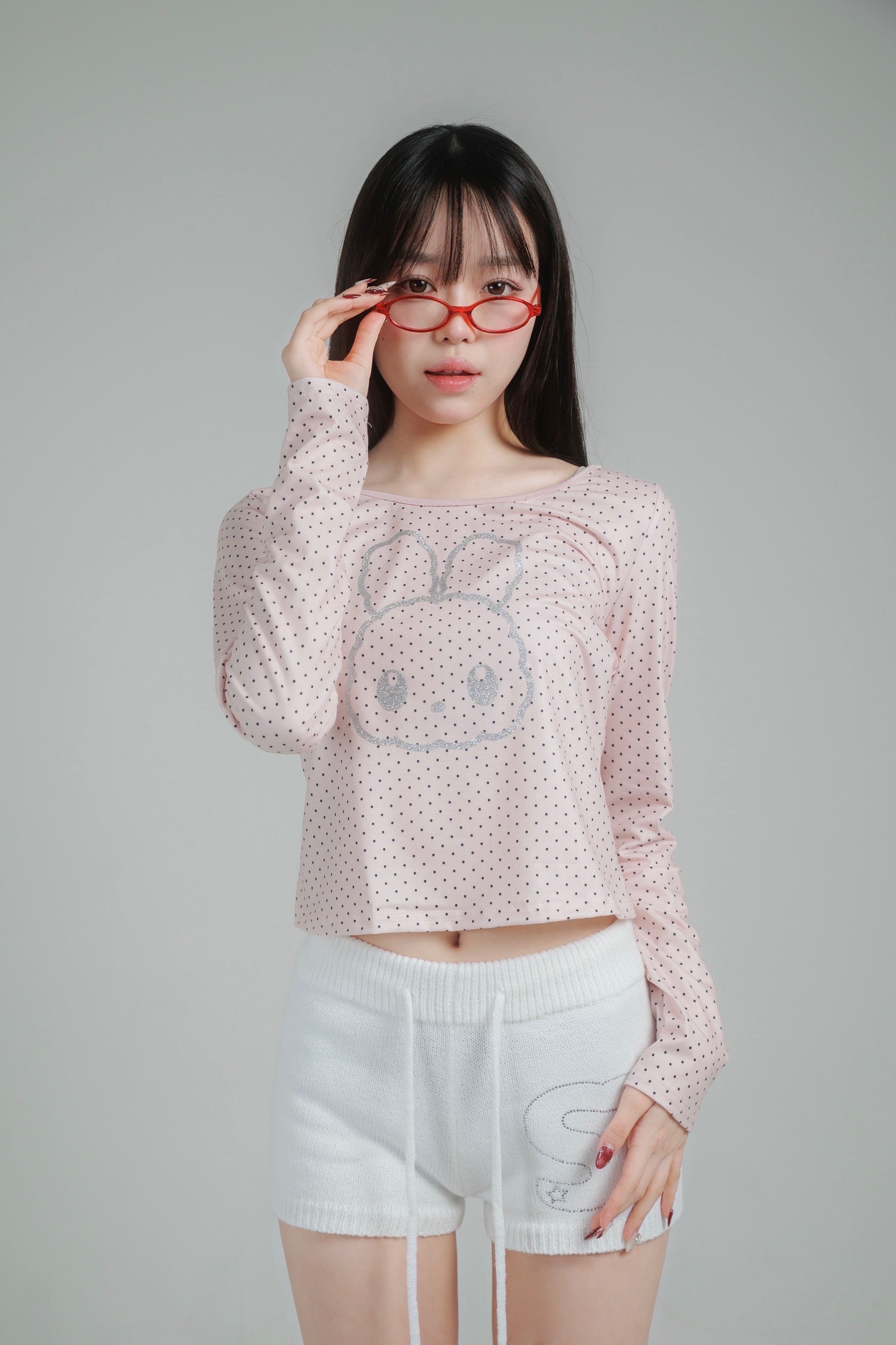 glitter dot tops (white)