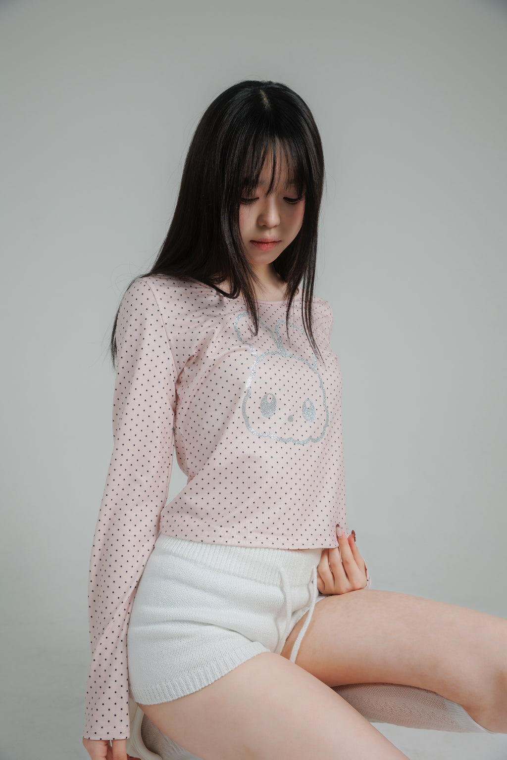 glitter dot tops (white)