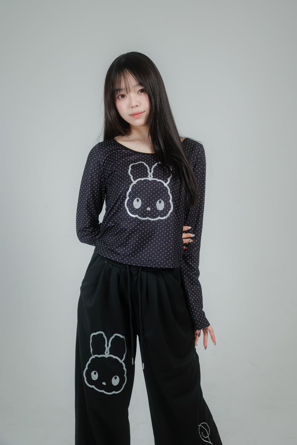 glitter dot tops (white)