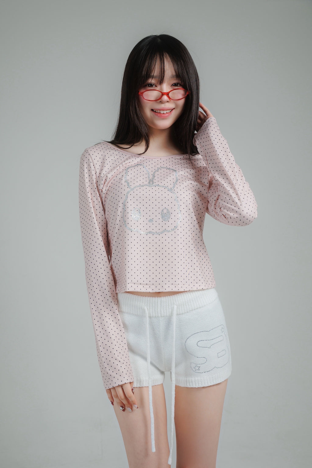 glitter dot tops (white)